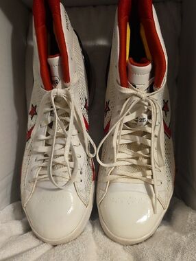 Converse Red and White Mesh High-Tops